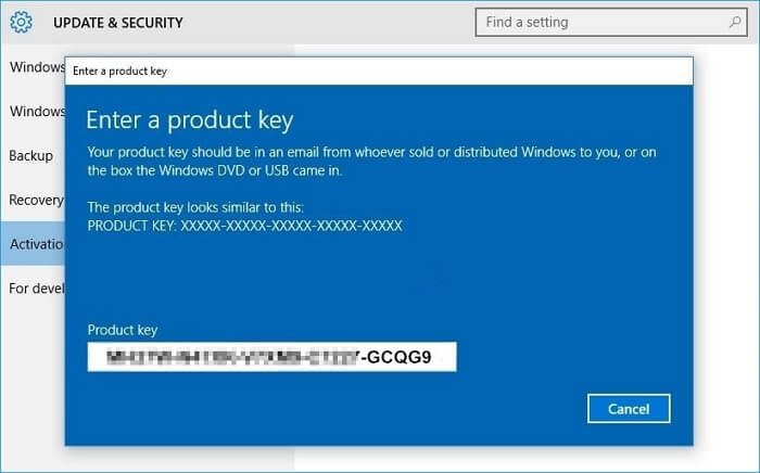 Activate Windows 10 after installing it on GPT disk partition
