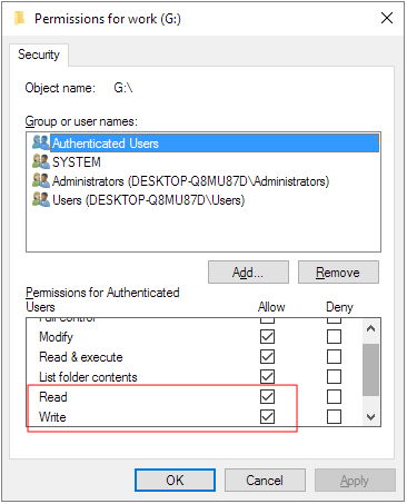 change read only permission in windows properties