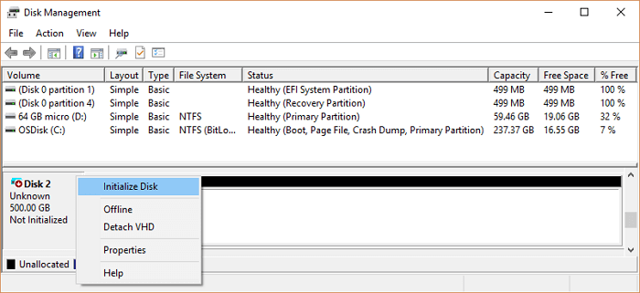 Initialize SSD