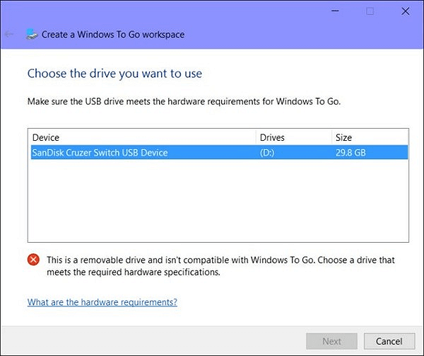 Создание USB-накопителя Windows to Go