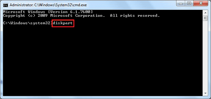 type diskpart to format hard drive with command prompt
