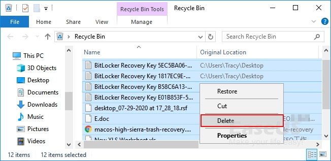empty recycle bin to free up disk space on C drive
