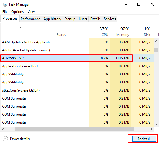 End virus-related programs from running in Task Manager.