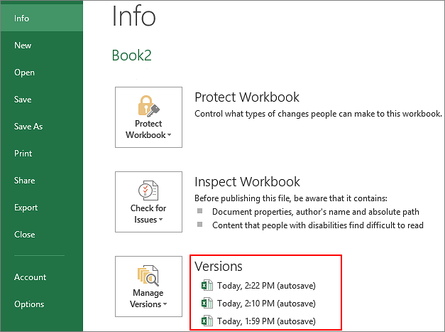 Restore cannot be opened Excel file from previous version.