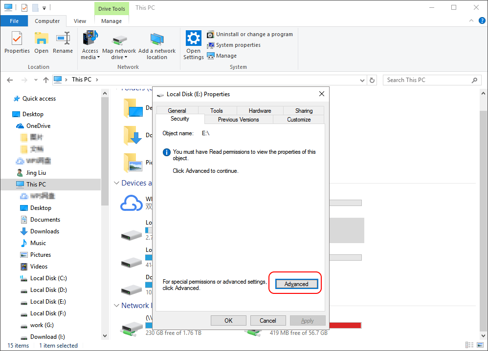 fix drive is not accesible access is denied - step 2
