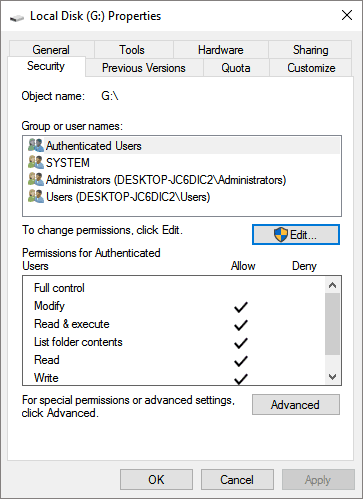 Исправить доступ к внешнему жесткому диску, запрещенному в Windows 10.