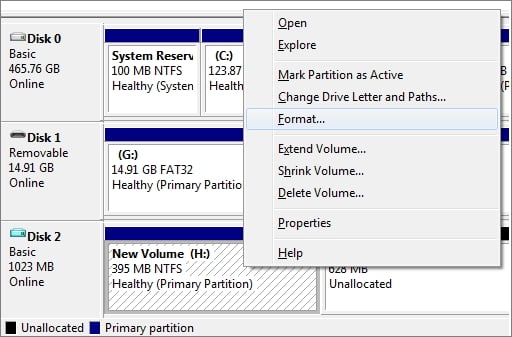 format ssd with disk management