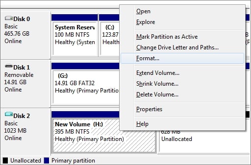 format external hard drive in disk management