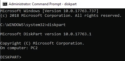 diskpart format hdd to fat32 step 1