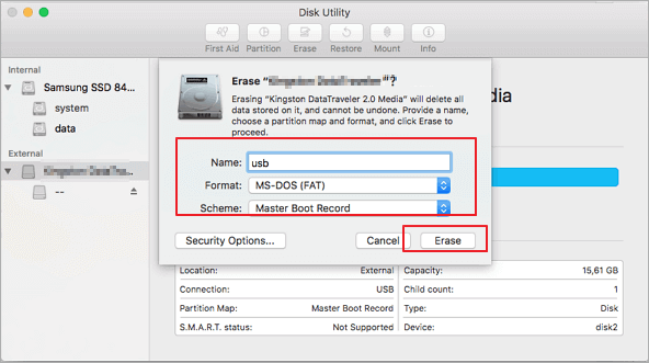 disk utility format