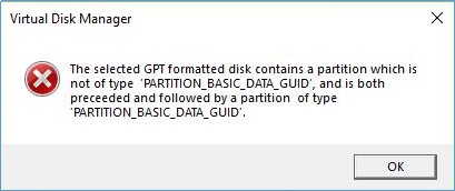 Порядок разделов на выбранном для установки диске отличается от рекомендованного для получения gpt