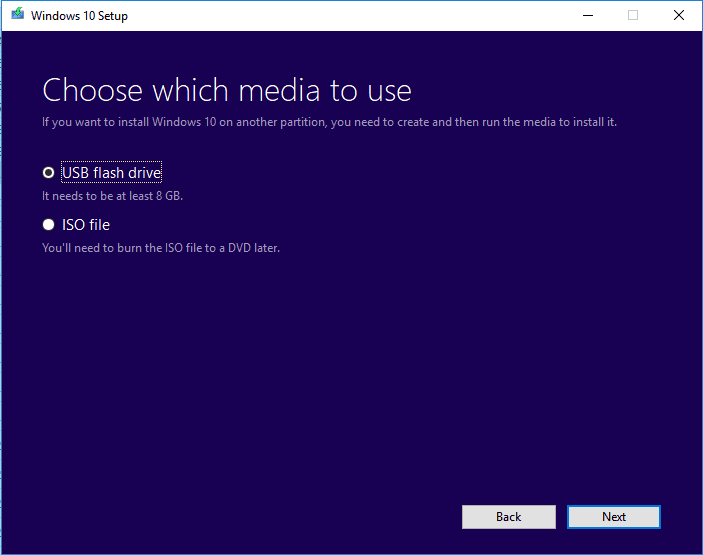 Create Windows installation media on USB.