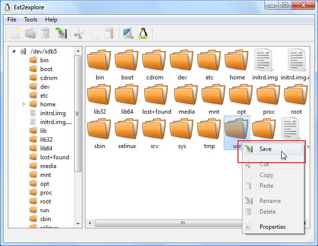 Доступ к данным раздела EXT4 через Ext2Explore