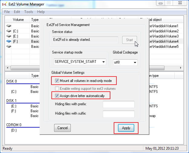 Монтирование EXT4 в Windows при помощи Ext2Fsd