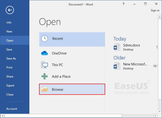 open word document