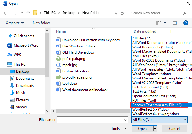 open text recovey converter