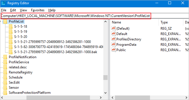 recover deleted user profile windows 10 from registor