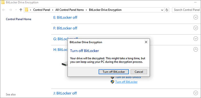 Remove BitLocker protection.