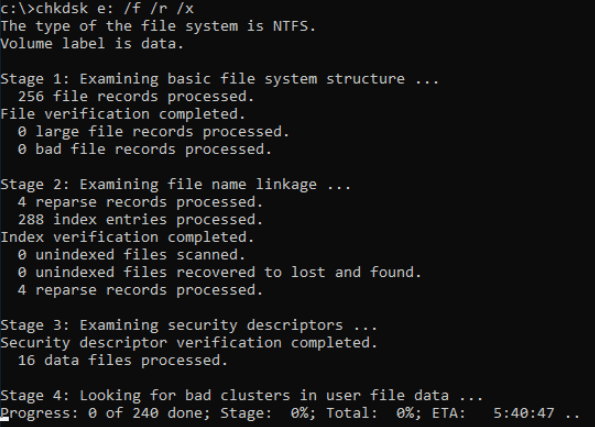 fix corrupted hard drive with cmd command