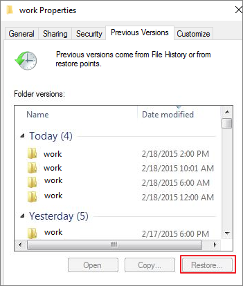 restore previous version of psd files
