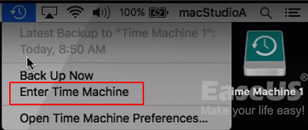 Connect Time Machine backup disk to Mac.