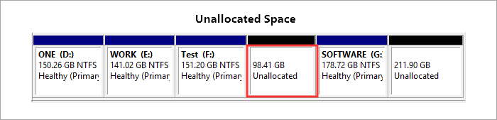 unallocated space in windows disk management