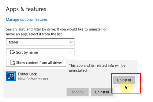 Uninstall Folder Lock.