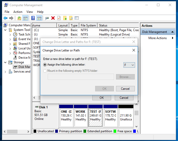 change drive letter for not working external hard drive