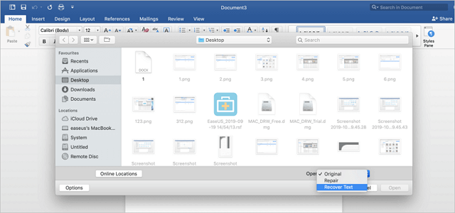 Восстановление в Word