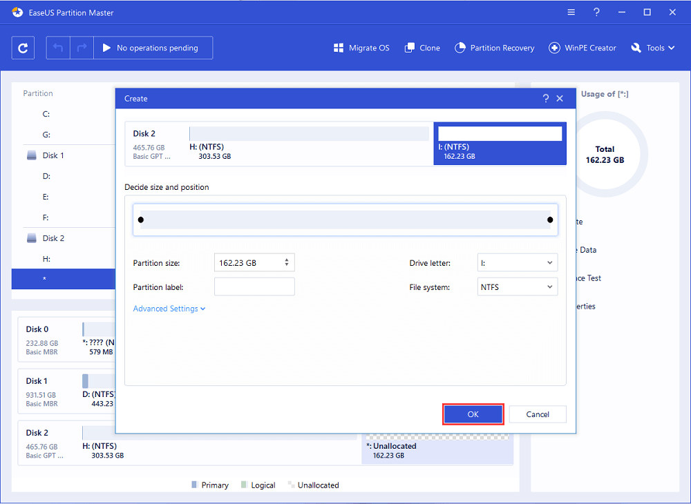 create partition 2